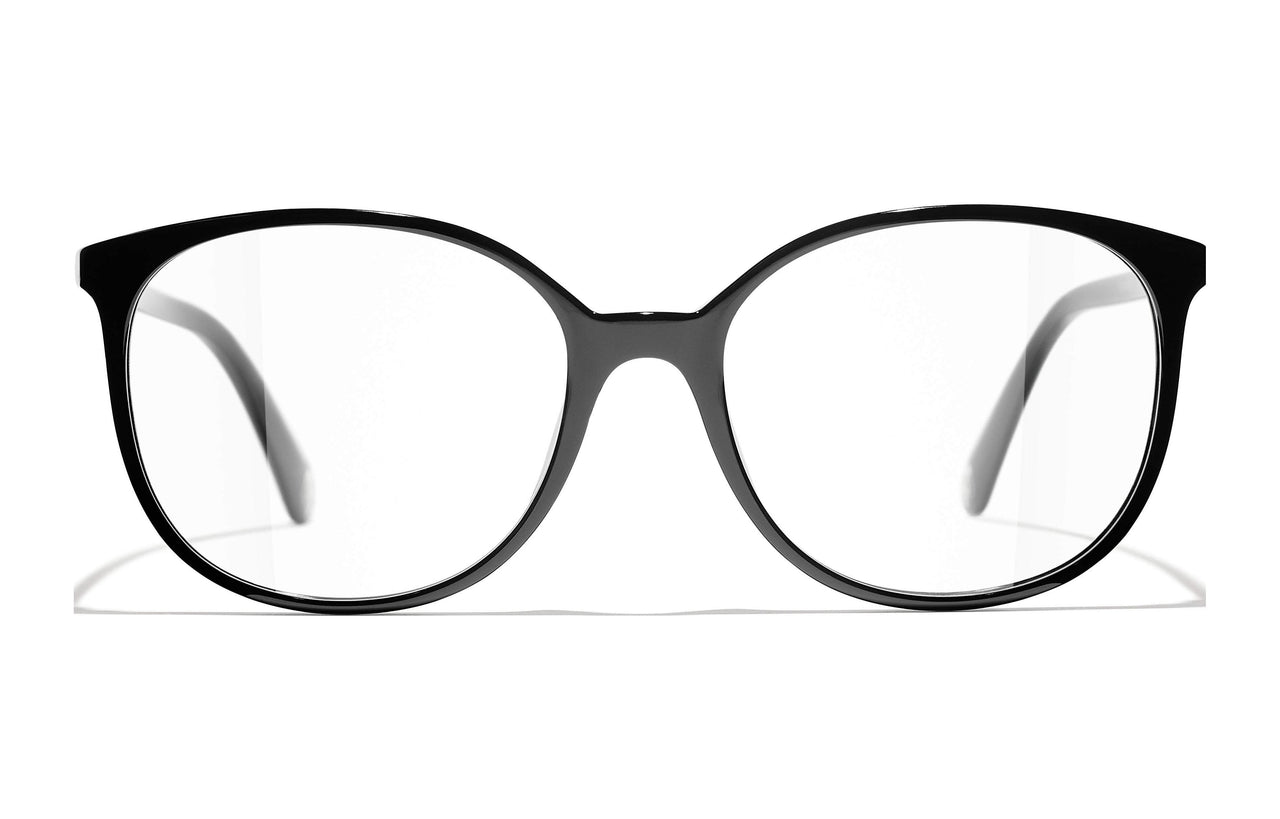 CHANEL Plate Frame Butterfly Eyeglass Frames Unisex Black