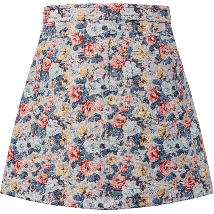 LOUIS VUITTON Floral Jacquard A-Line Skirt