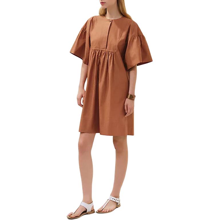 HERMES Short-Sleeved Dresses Women's Brown