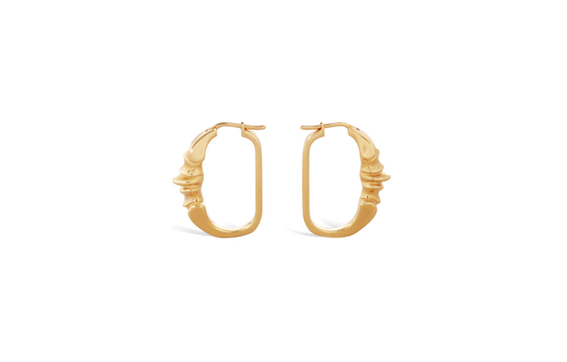 CELINE Brass Earrings Unisex Gold