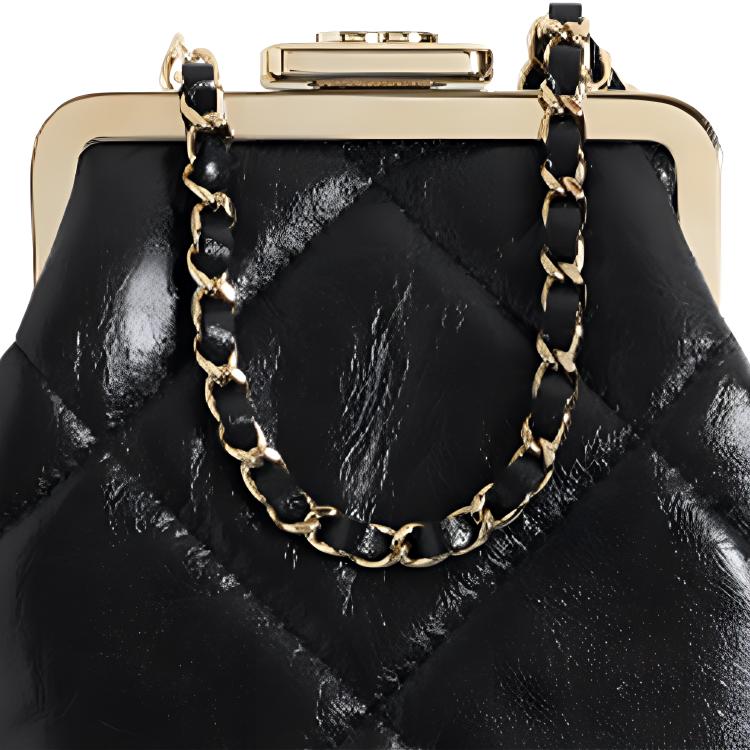 CHANEL Shiny Vintage Lambskin Handheld Shoulder Bag Crossbody Bag Women's Black