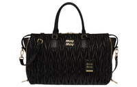 MIU MIU Matelassé Lambskin Nappa Leather Shoulder Bag Crossbody Bag Handbag Women's Black