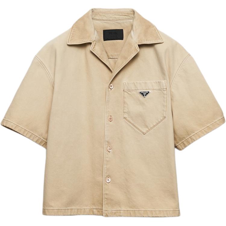 PRADA Short Sleeved Shirt In Worn Bull Denim Shirt Men's Natural