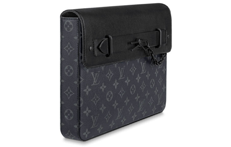 LOUIS VUITTON Coated Canvas Clutch Men's Black