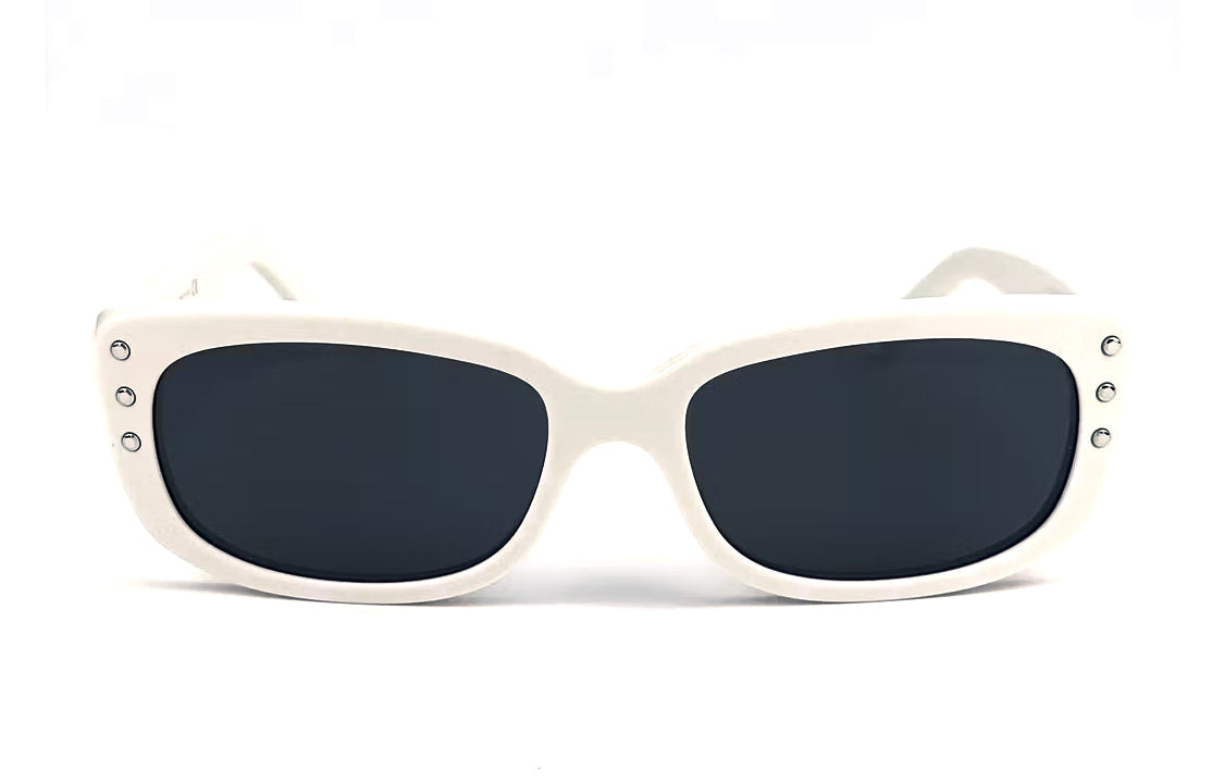 CELINE Acetate Irregular Shape Sunglasses Unisex White
