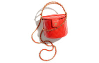 CHANEL 23C Early Spring Sheepskin Bucket Bag Picnic Bag Handbag Shoulder Bag Crossbody Bag Women's Red