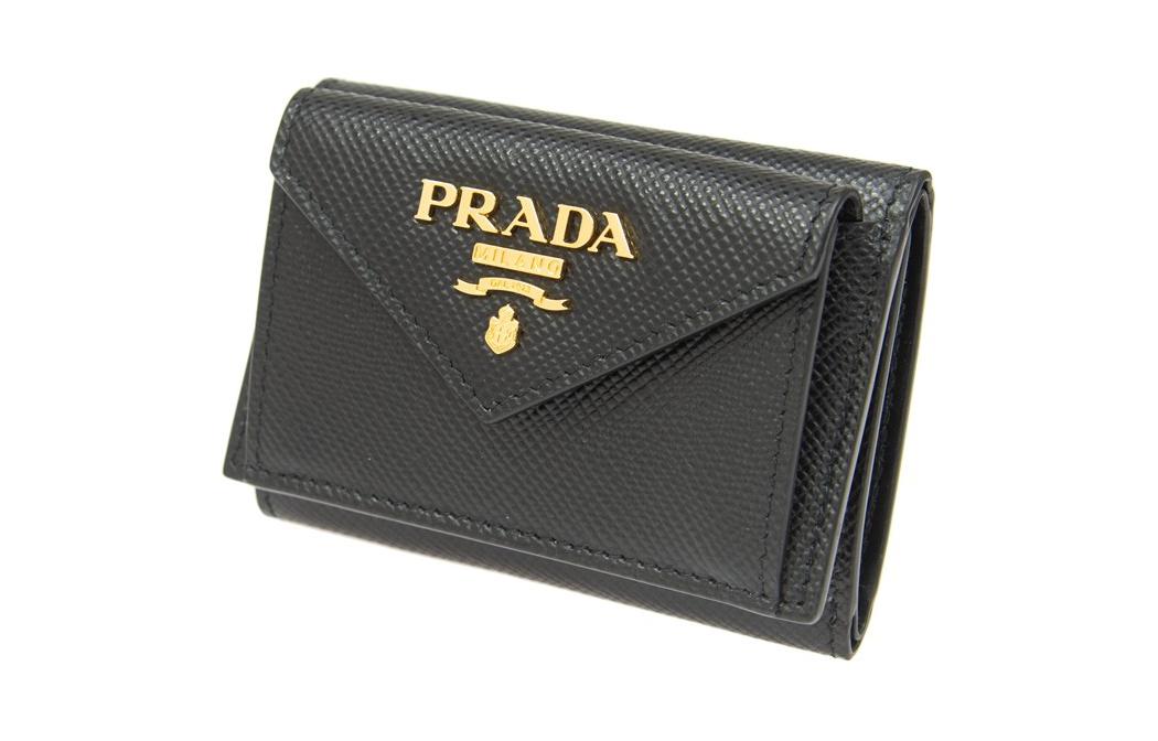 PRADA Calfskin Wallet Women's Black