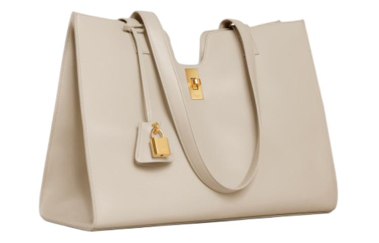 CELINE Cabas Smooth Cow Leather One Shoulder Handbag Women's Light Stone Color
