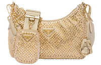 PRADA Re Edition Faux Crystal Satin Fabric Combo Bag Crossbody Bag Shoulder Bag Women's Platinum