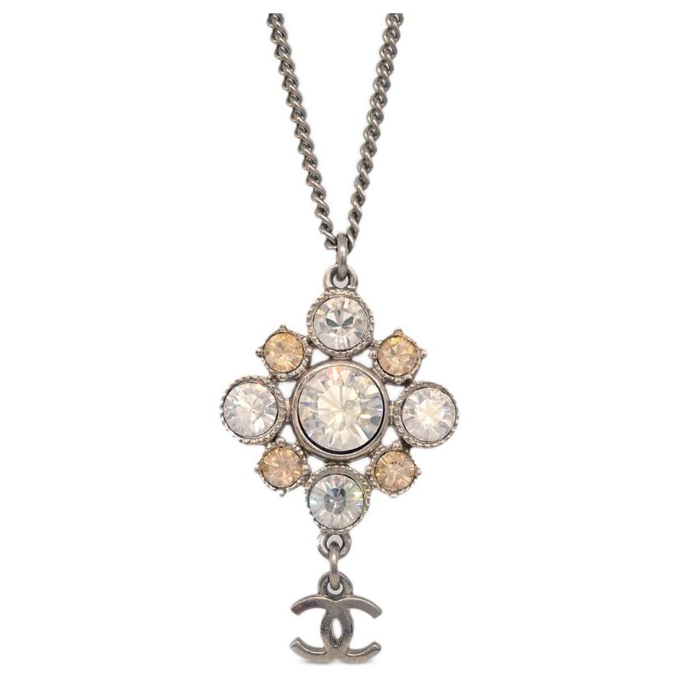 CHANEL 2010 Rhistone embellished Cc Pendants Necklace