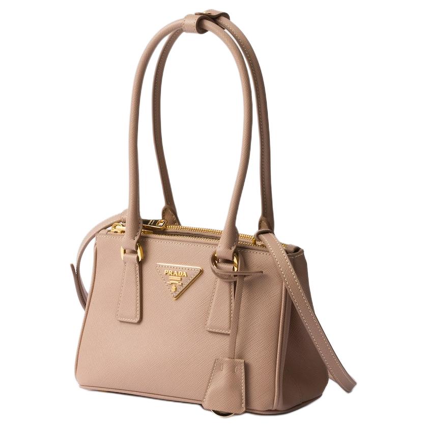 PRADA Leather Portable Crossbody Bag Shoulder Bag Women's Pink Beige