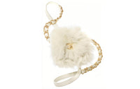 CHANEL 21K Winter Double Sided Shearling Lambskin Coin Purse Handbag, Shoulder Bag, Crossbody Bag Mini Women's White