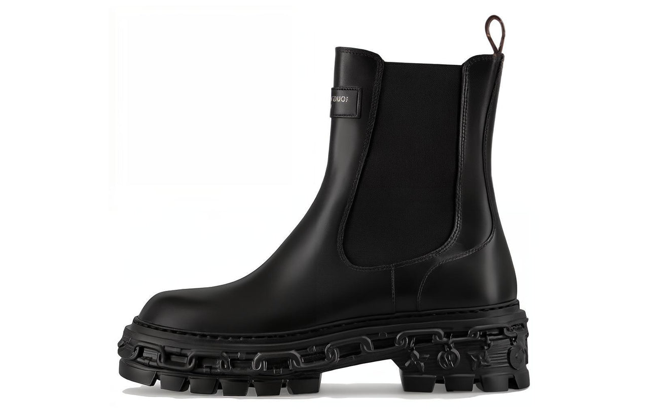 LOUIS VUITTON LV RECORD Short Chelsea Boots Women's Black