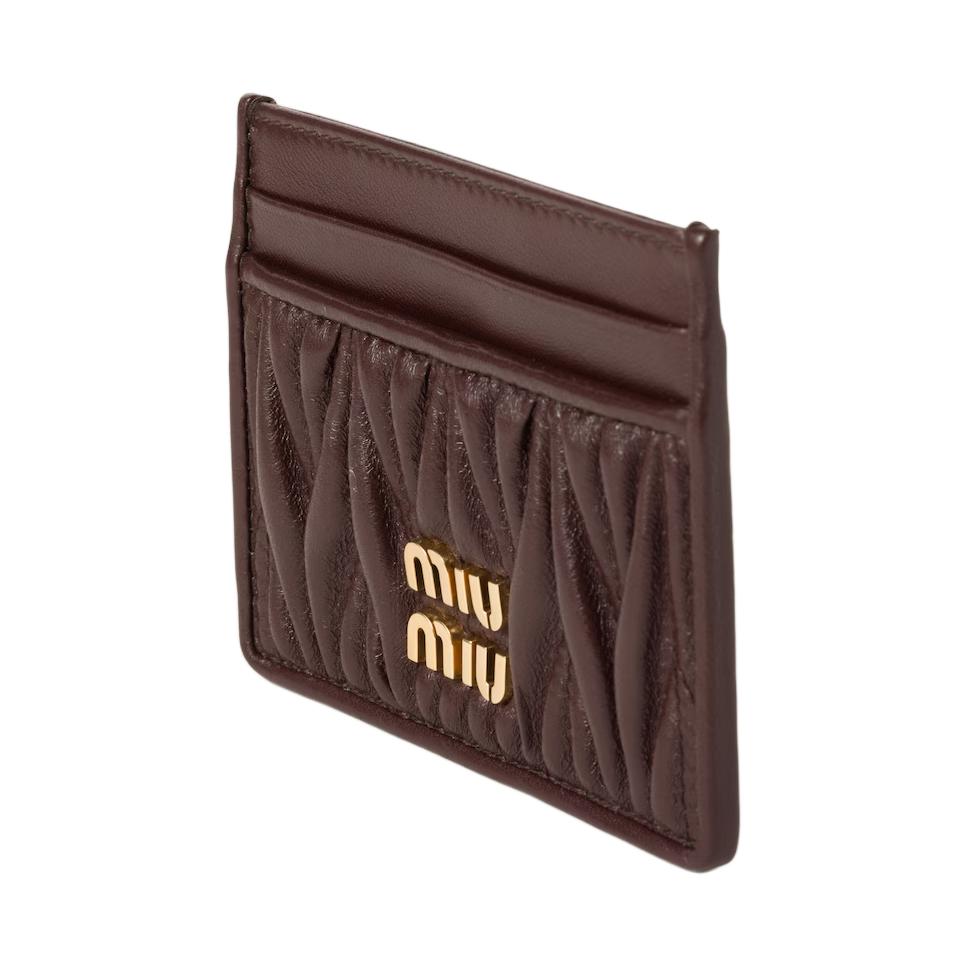 MIU MIU Quilting Nappa Leather Card Holder Women's Briarwood