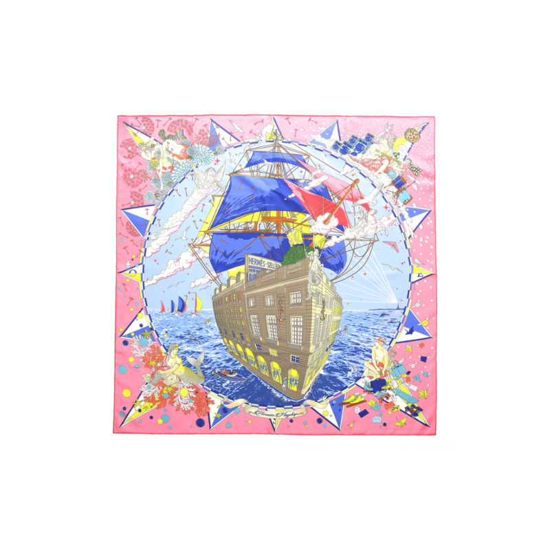 HERMES Silk Scarves Women's Pink