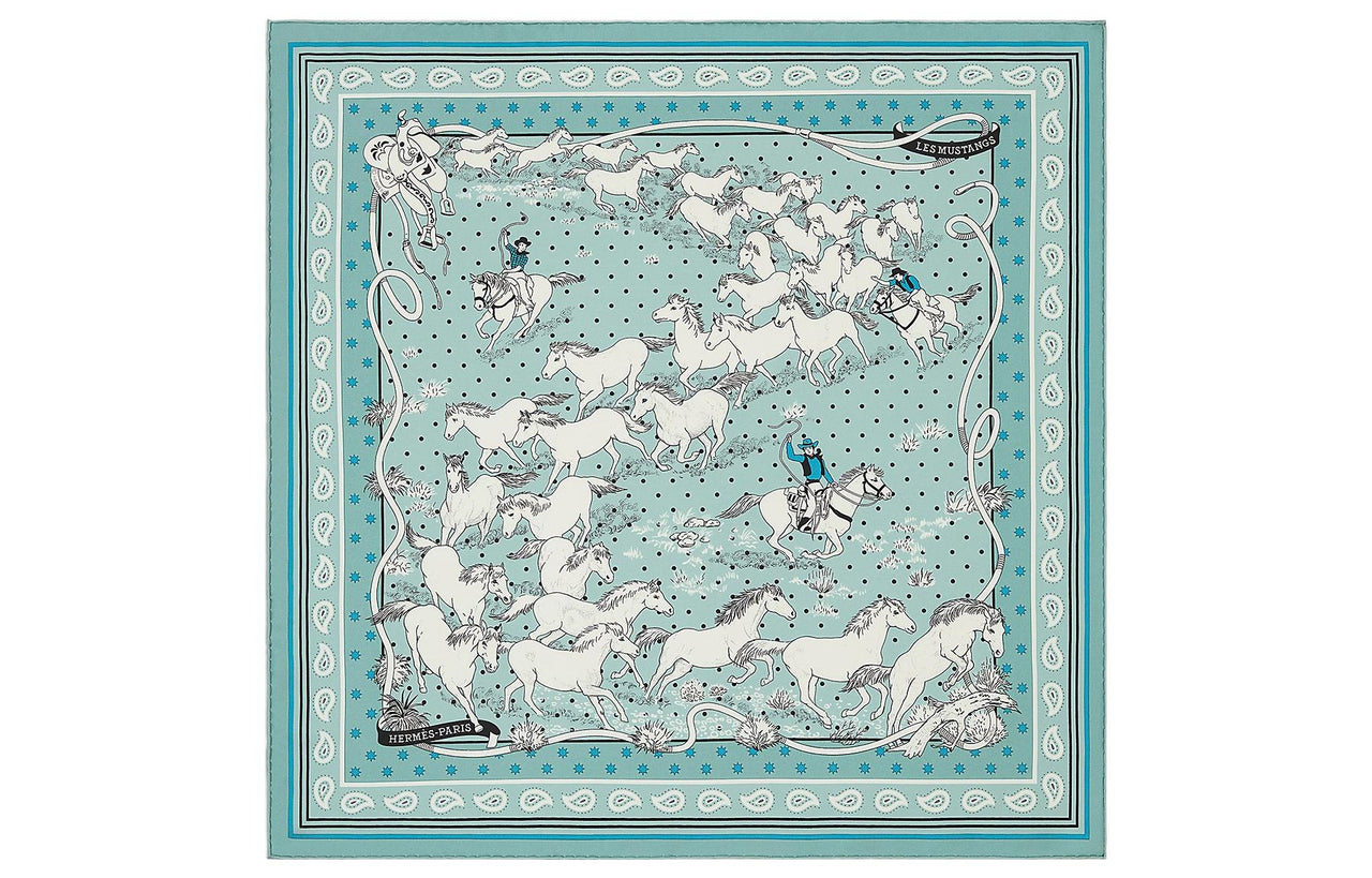HERMES Silk Scarves Women's Blue
