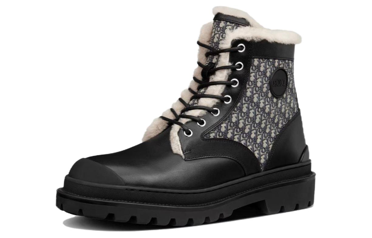 DIOR Explorer Ankle Boot Black Beige Black DIOR Oblique Jacquard
