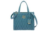 MIU MIU Sheepskin Tote Bag, Shopping Bag, Shoulder Bag, Crossbody Bag, Handbag Women's Light Blue