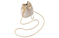 PRADA Patent Leather One Shoulder Crossbody Clutches Mini Women's Ivory White