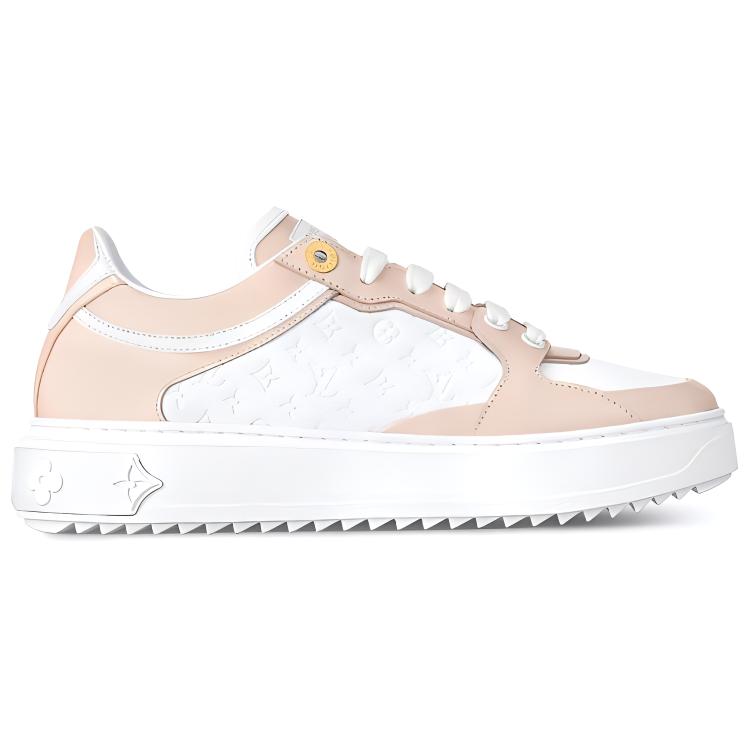 LOUIS VUITTON Time Out Low Top Skateboard Shoes Women's White Pink