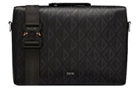 DIOR Lingot Smooth Cow Leather Messenger Bag Handbag Shoulder Bag Crossbody Bag Large Size Men's Black