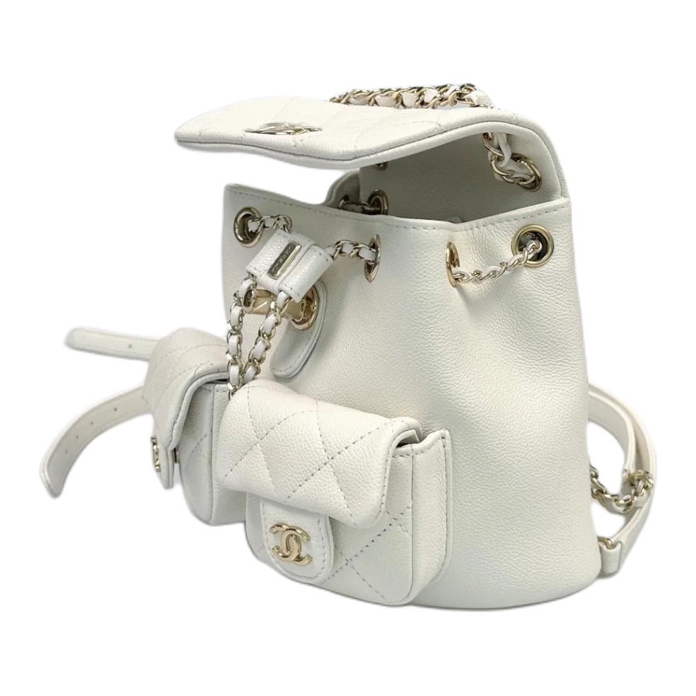 CHANEL Duma 24A Calfskin Small Backpack Women's White
