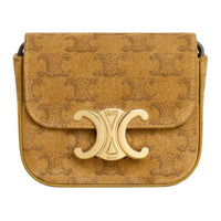 CELINE Suede Calfskin Shoulder Bag Crossbody Bag Women's Brown Yellow