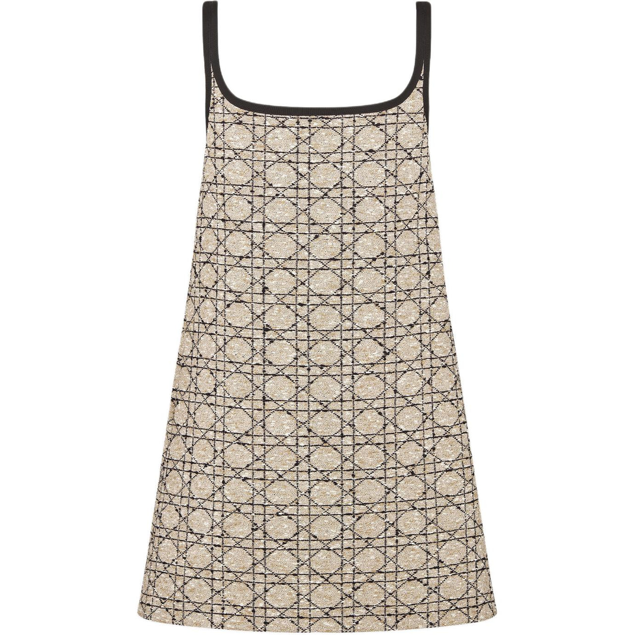 DIOR FW24 Slip Dresses Women's Beige Black Mixed Color