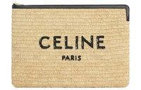 CELINE Plant Material And Cow Leather Clutch Tubas Women's Natural & Black