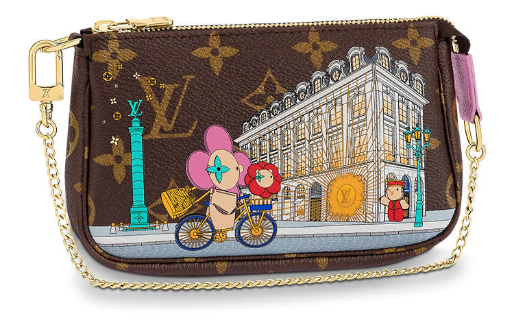 LOUIS VUITTON Mini Pochette Accessoires Vivienne Holiday Monogram Canvas/Pink