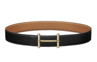 HERMES Chaine D'Ancre To Go Calfskin Double-Sided Belt Unisex Black/Gold Width: 3.8cm