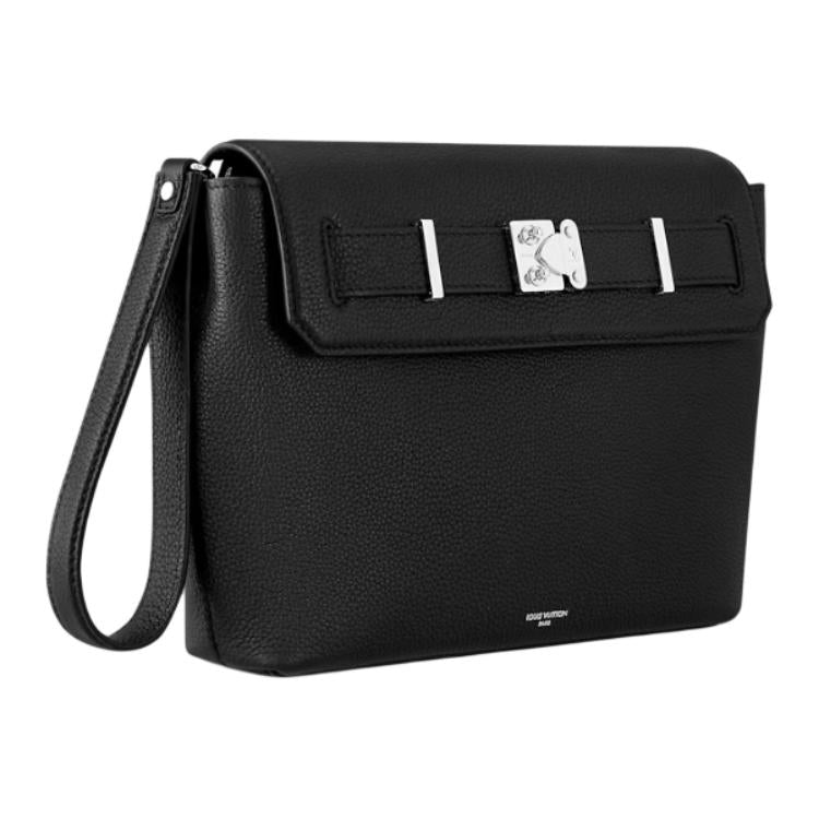 LOUIS VUITTON GEORGES Cow Leather Clutch Regular Men's Black