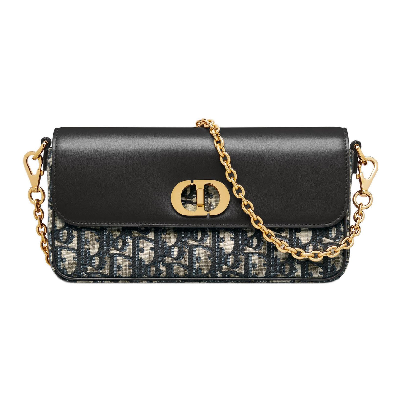DIOR 30 Montaigne Jacquard With Calfskin Shoulder Bag Crossbody Bag Mini Women's Blue & Black