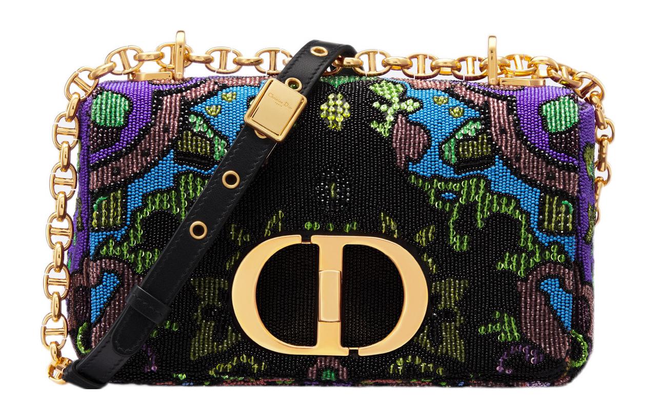 DIOR Caro Satin Shoulder Bag Crossbody Bag Handbag Small Size Women's Multicolor