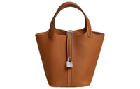 HERMES Picotin Lock Clemence Bullock Leather Basket Bag Handbag Bucket Bag 18 Women's 37 Gold Gold Brown