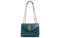 SAINT LAURENT LOULOU Quilting Calfskin Shoulder Bag Women's Turquoise