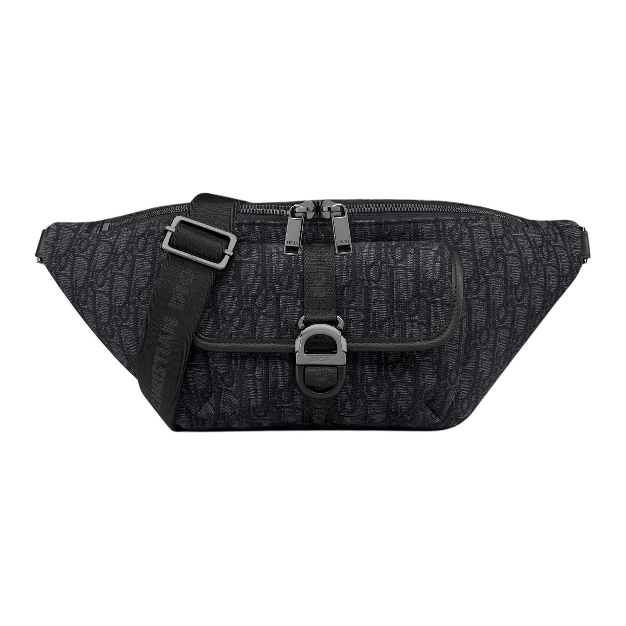 DIOR Embroidered Cotton With Calfskin Fanny Pack Regular Men's Black