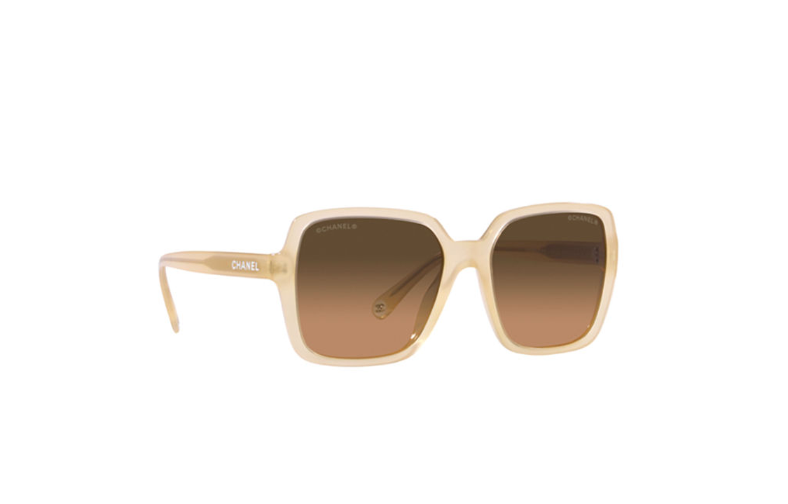 CHANEL Irregular Shape Sunglasses Unisex Beige