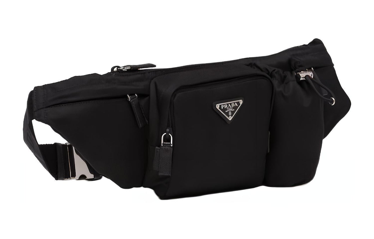 PRADA Fabric One Shoulder Crossbody Bag Sling Bag Fanny Pack Men's Black
