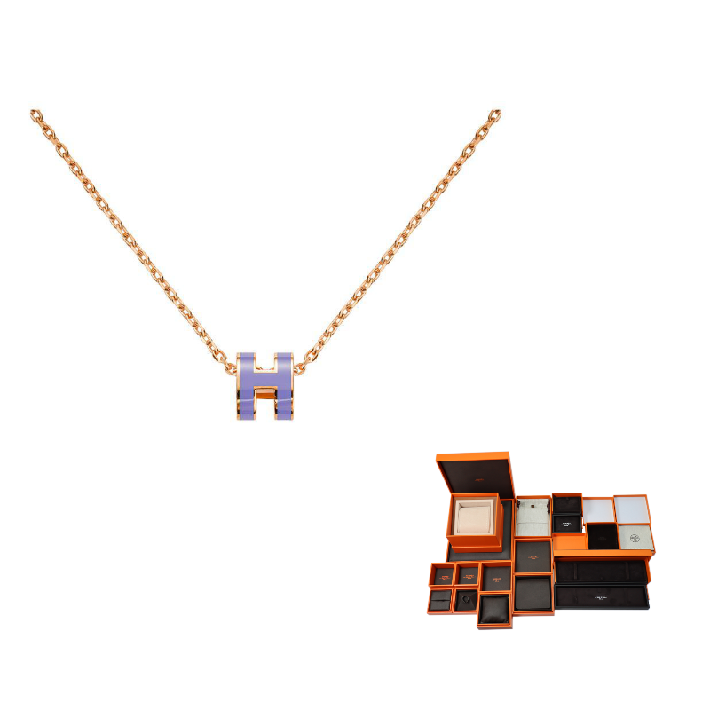 HERMES POP H Collection Rose Gold-Plated Necklaces Women's Lilac