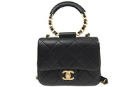CHANEL Lambskin Handbag Flap Bag Shoulder Bag Crossbody Bag Women's Black