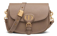 DIOR Bobby Grained Calfskin Shoulder Bag Crossbody Bag Medium Size Women's Warm Taupe Gray