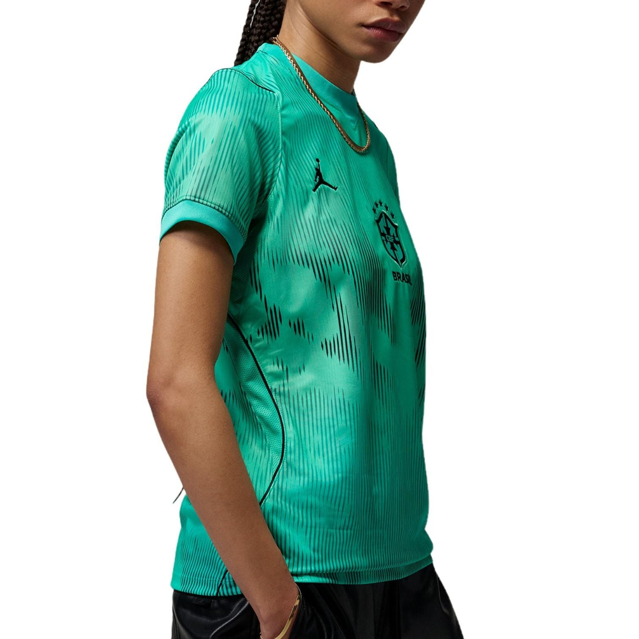 (WMNS) Jordan Brazil 2026 Stadium Goalkeeper Dri-FIT Soccer Replica Jersey 'Light Menta Black' IQ3336-369