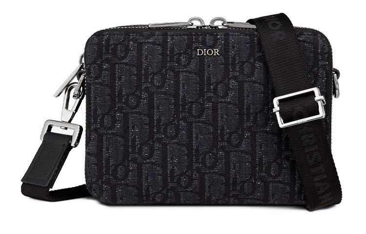 DIOR Jacquard Fabric Handheld Crossbody Bag Shoulder Bag Men's Black