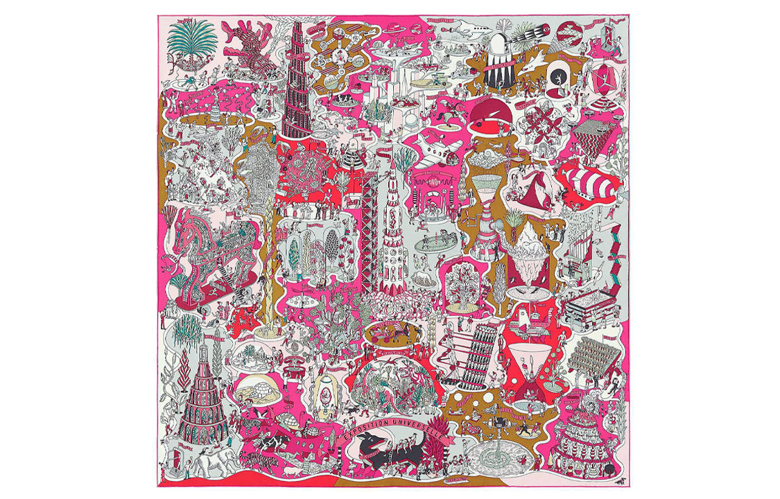 HERMES Silk Scarves Women's Fuchsia