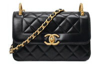 CHANEL Sheepskin Lady Dior Bag, Chain Bag, Shoulder Bag, Crossbody Bag Small Size Women's Black