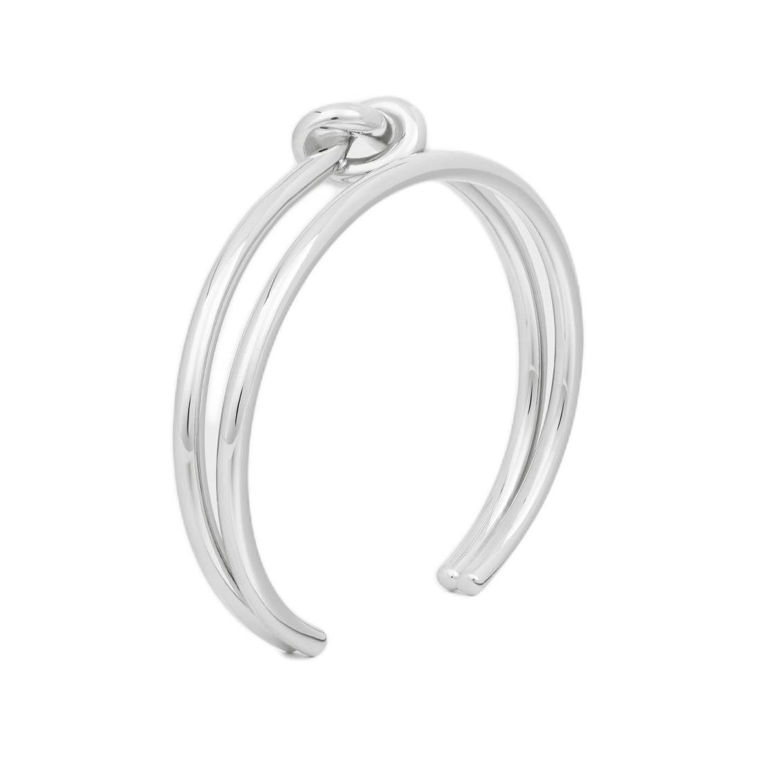 CELINE Knot Double Cuff In Brass With Rhodium Finish