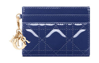 DIOR Lady Dior Patent Leather Calfskin Wallet Card Holder Card Holder Regular Women's Royal Blue