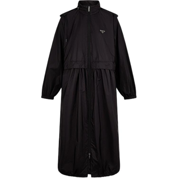 PRADA Logo Plaque Zip-Up Raincoat
