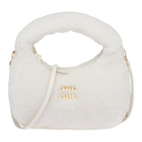MIU MIU Sheepskin Hobo Bag Shoulder Bag Crossbody Handbag Women's White